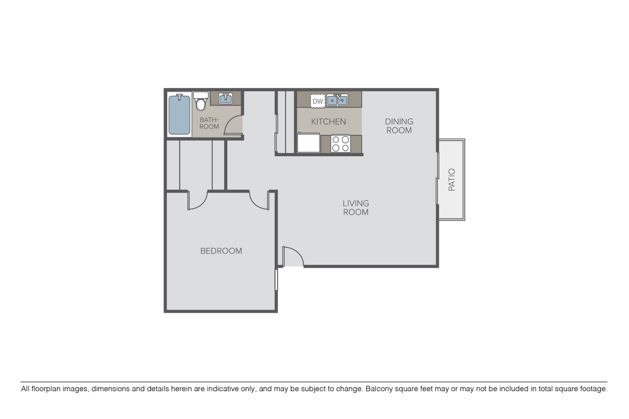 Floor Plan - 1 Bed 1 Bath