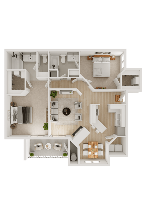 Floor Plan - 2 Bed 2 Bath B