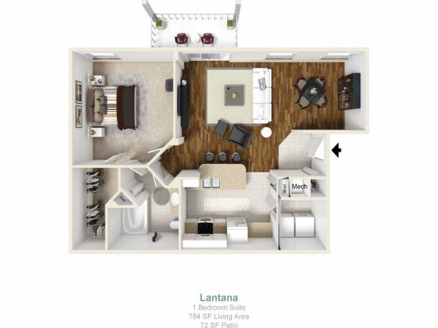Villas at Gateway - Lantana - 1 Beds - 1 Baths - 784 Sq. ft. - Lantana
