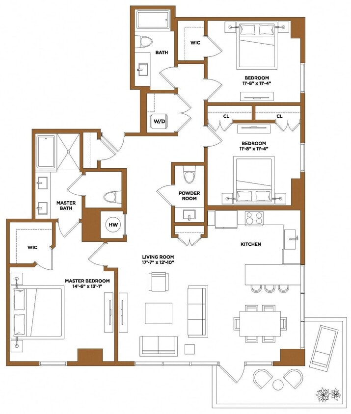 Floor Plan - 3 Bed/2.5 Bath-G