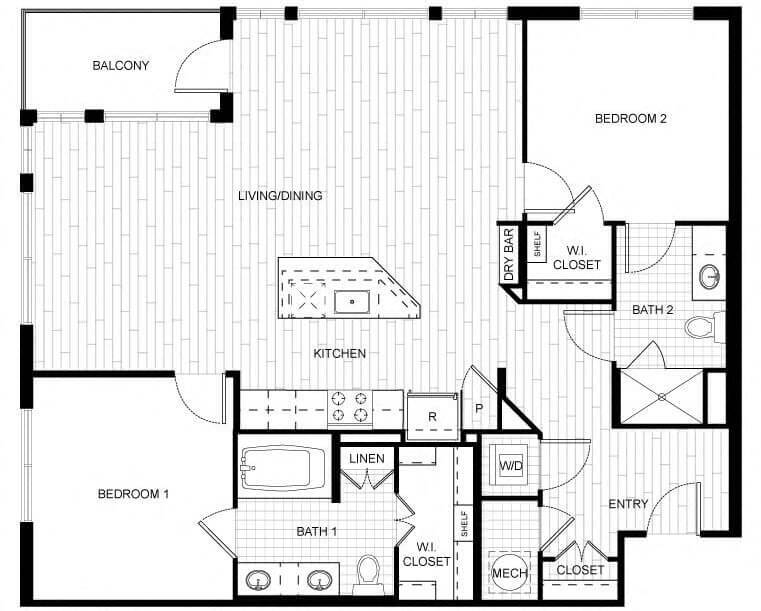 Floor Plan - 2 Bed/2 Bath-T_C05