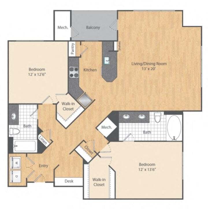 Floor Plan - 2 Bed/2 Bath-B4b