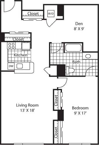 Floor Plan - One Bedroom 1097