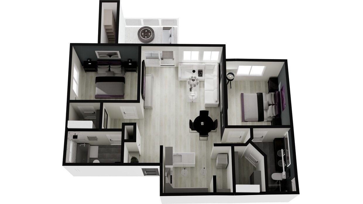 Floor Plan - Unfurnished Two Bedroom Two Bath