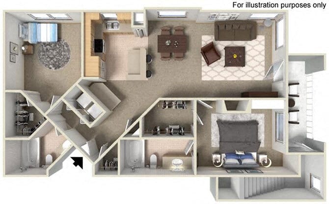 Floor Plan - F Americana 1045 to 1102 SF