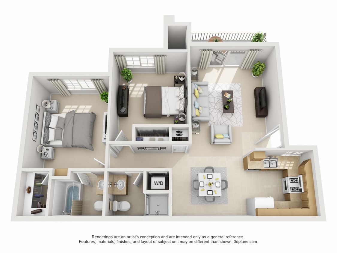 Floor Plan - 2 bed 2 Bath
