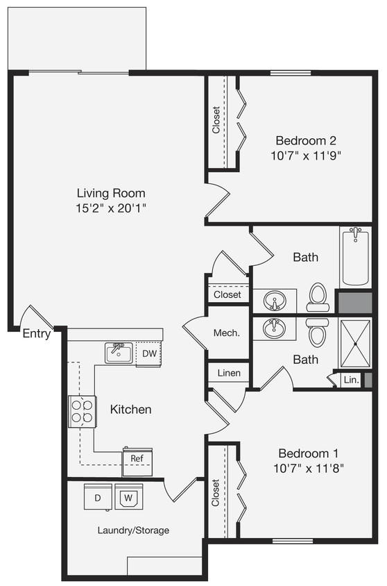 Floor Plan - 2 Bedroom Apartment Home