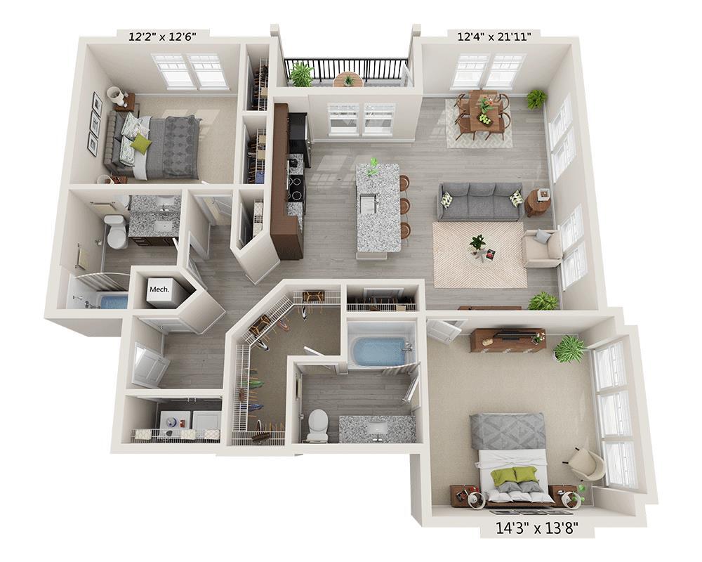 Floor Plan - Two Bedroom B2H