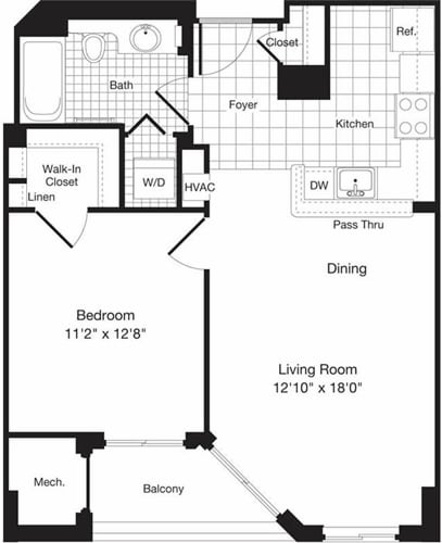 Floor Plan - 1 Bedroom F