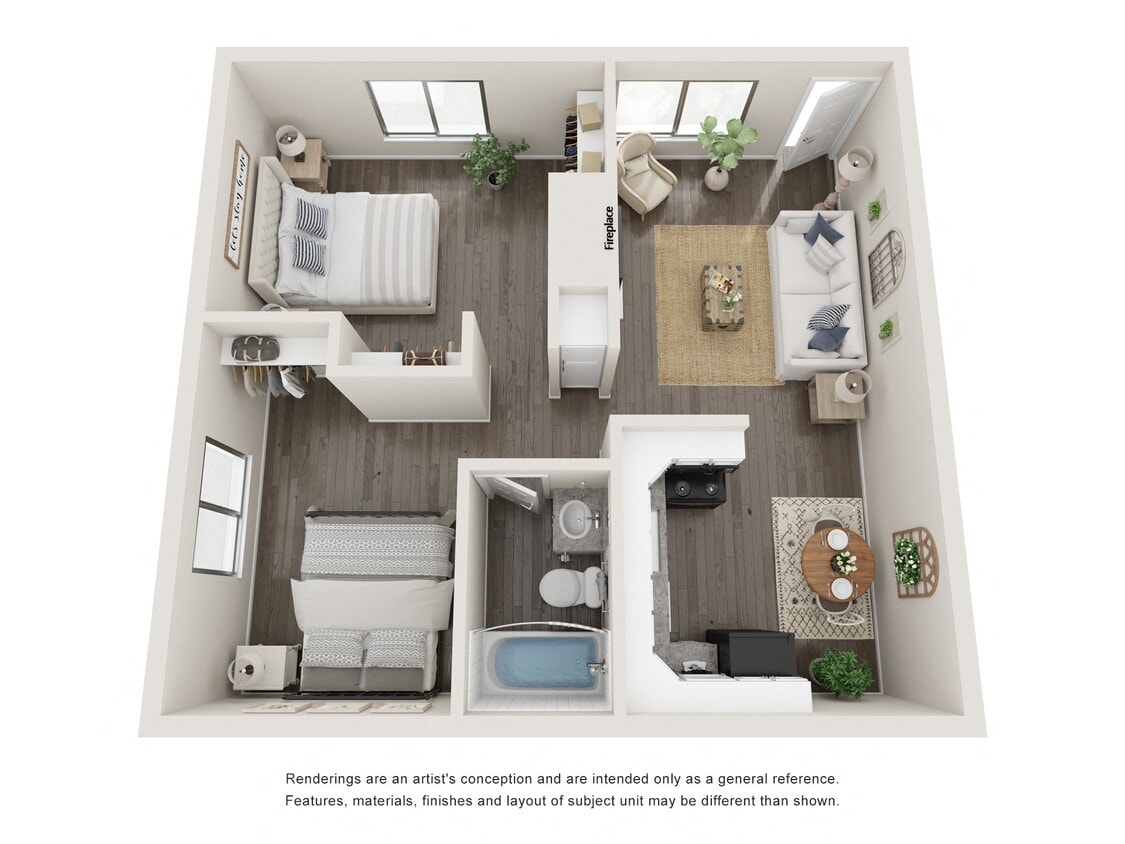 Floor Plan - Two Bedroom One Bathroom