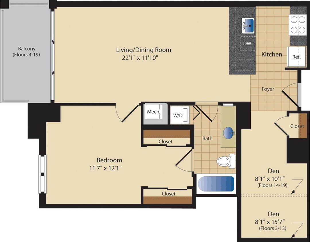 Floor Plan - Highland ALT - No Walk-in Closet