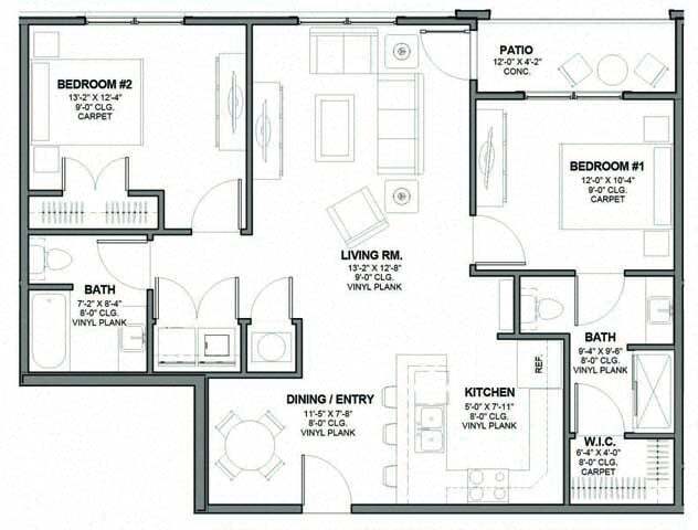 Floor Plan - Two-Bedroom (B3)