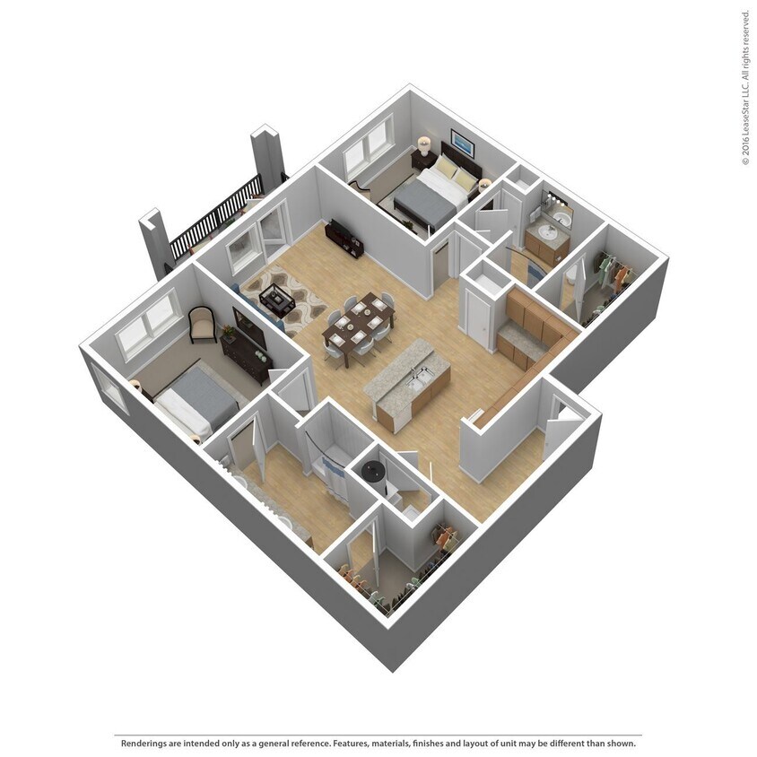 Floor Plan - 2 Bed 2 Bath 1284 SqFt (1176 Net)