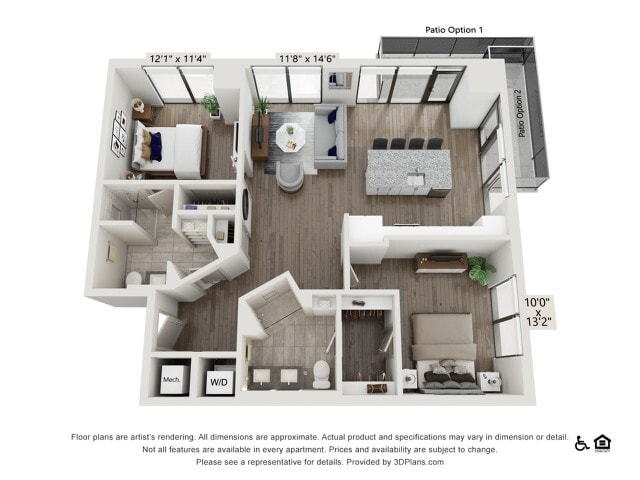 2 bed 2 bath | 1141 sq ft - Two Bedroom Two Bath (1141 SF)