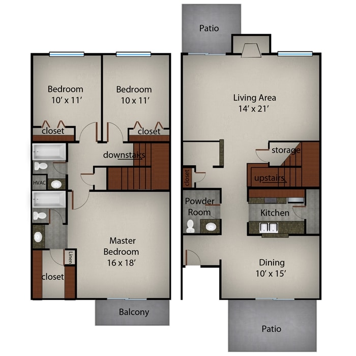 3BR/2.5BA - K1 - 3 Bed / 2.5 Bath T