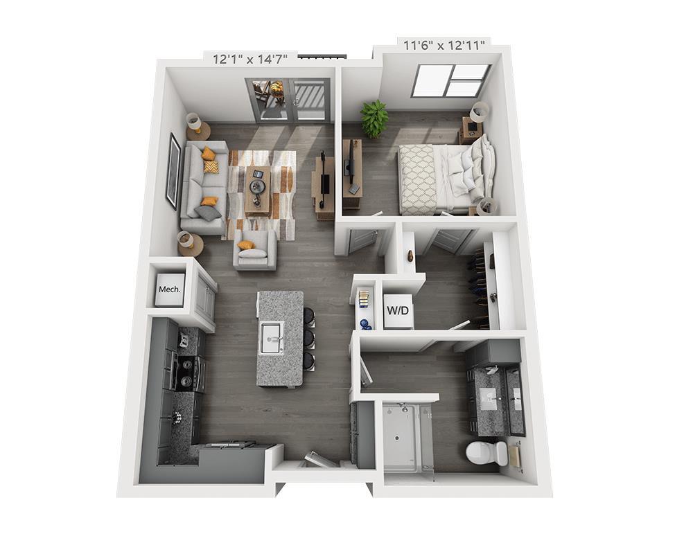 Floor Plan - One Bedroom A1Q-II