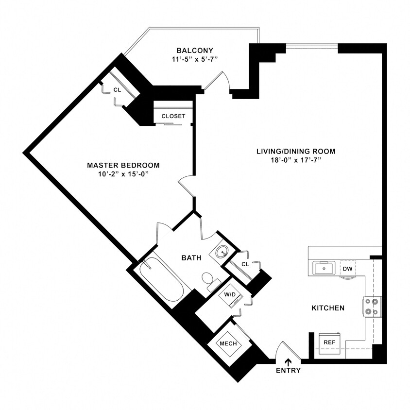 Floor Plan - 1 Bed/1 Bath-A10R