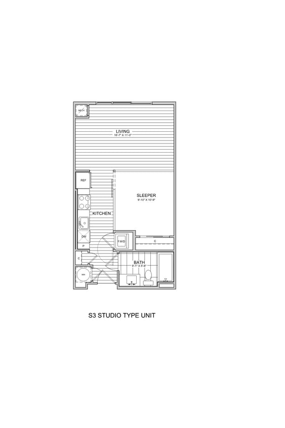 Floor Plan - Studio-S3 WDU 100%