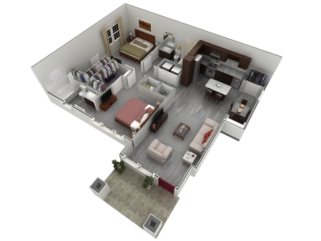 Floor Plan - 2 BR Designer Courtyard