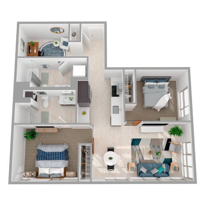 Floor Plan - 2 Bed/2 Bath-B9.2