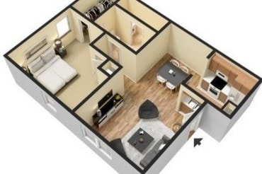 Floor Plan - One Bed One Bath 706 Sqft