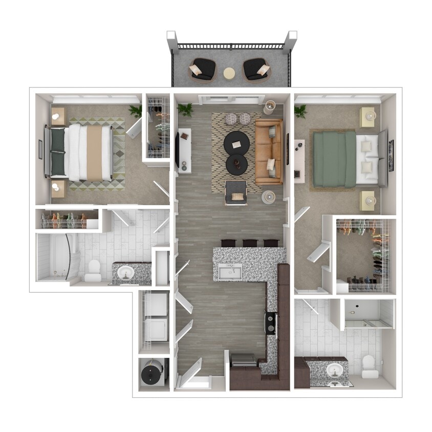 Floor Plan - West (2x2 981 Sq. Ft)