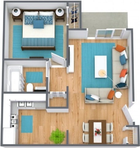 Floor Plan - One Bedroom Model C