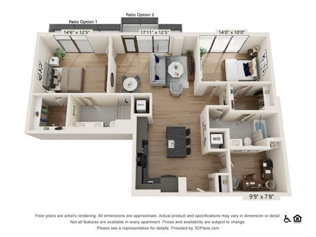 2 bed 2 bath | 1315 sq ft - Two Bedroom Two Bath Penthouse (1315 SF)