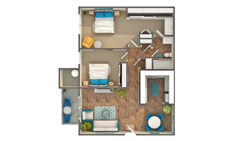 Orchid 2-Bedroom Floorplan - Orchid