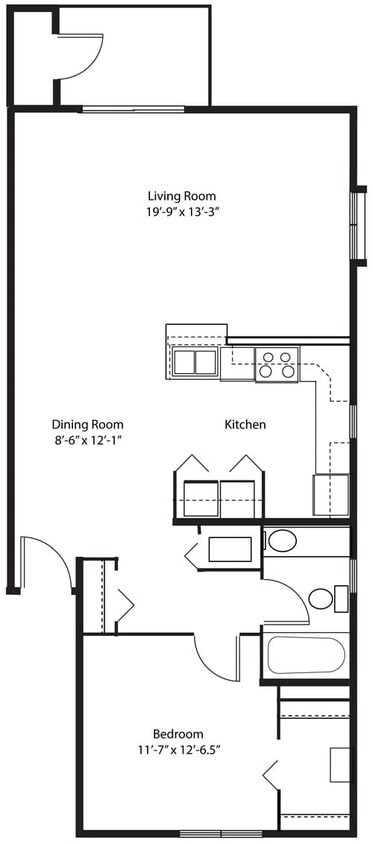 Floor Plan - One Bedroom End Renovated