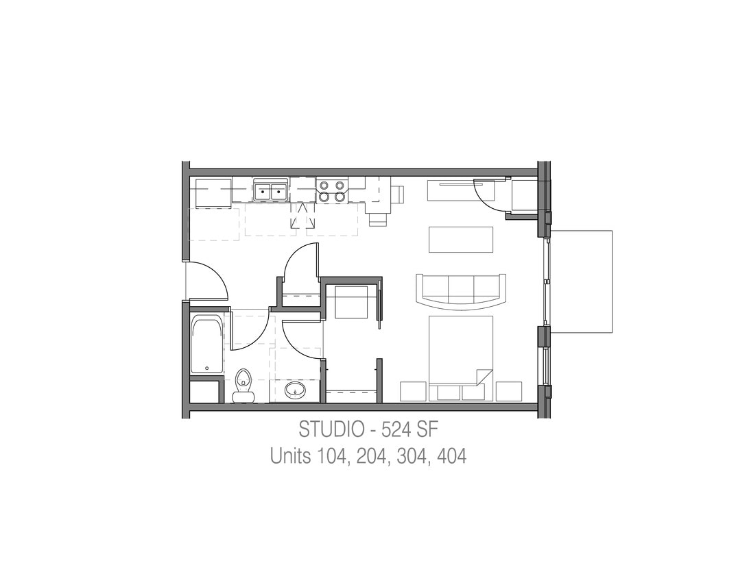 Apt 102,204,304,404 layout - Studio - 04