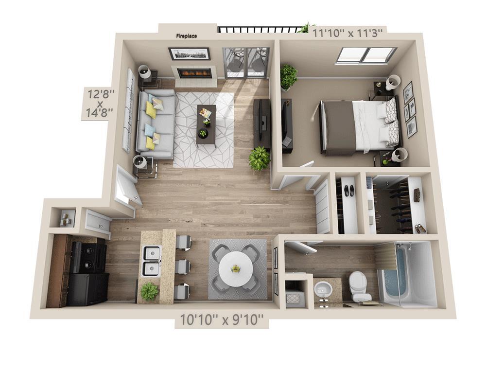 Floor Plan - One Bedroom A1BOW