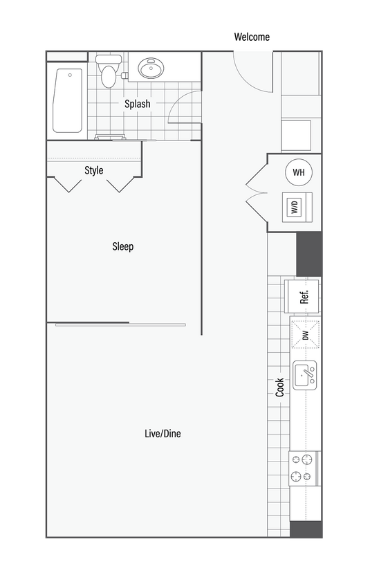 A | 1-Bedroom Floorplan - A