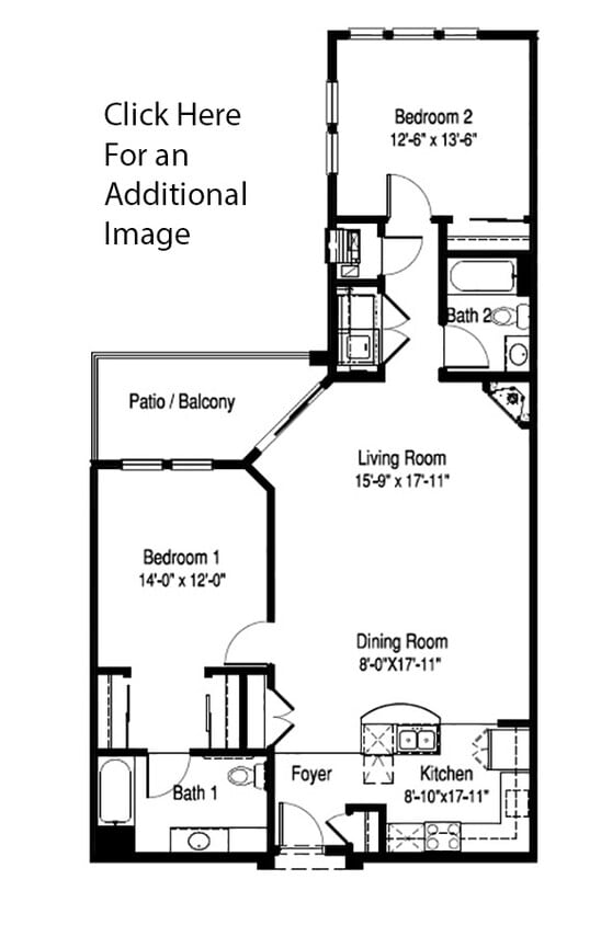 Floor Plan - 2 Bed, 2 Bath (J)