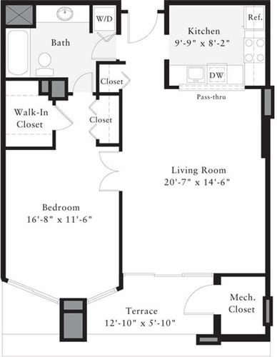 Floor Plan - 1 Bedroom K