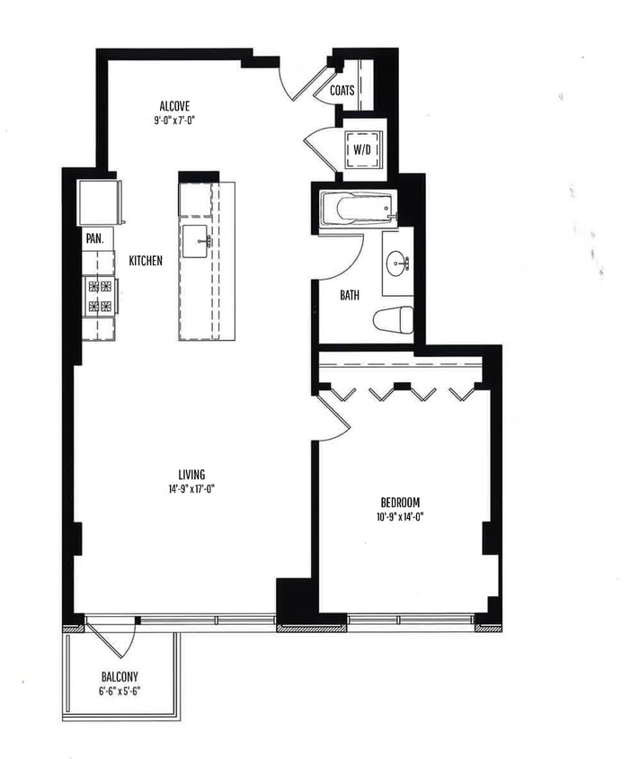 Floor Plan - 1 BR, 1 BTH