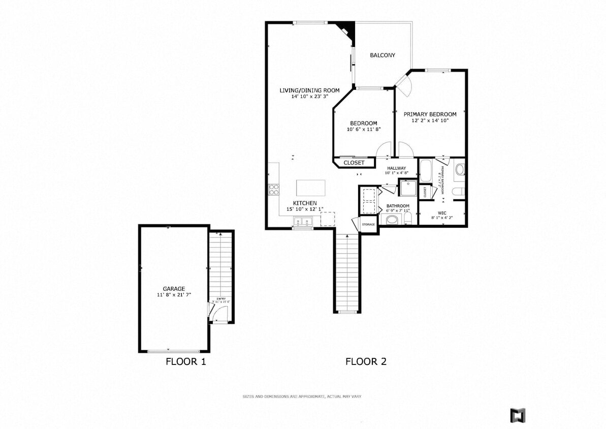 Floor Plan - Lakeside: 2 Bed/2 Bath, 1 Car Att. Garage, Uppe...