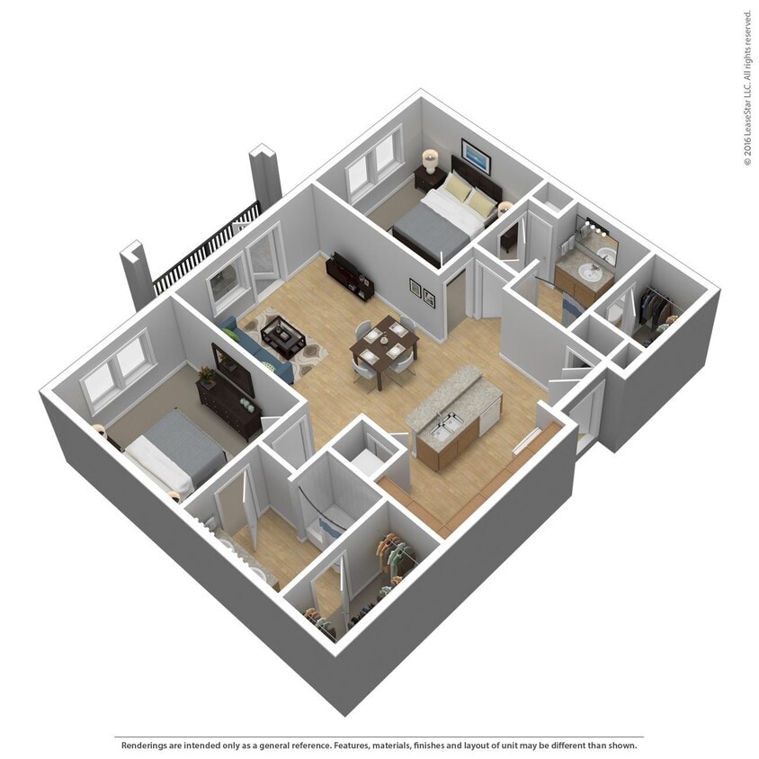 Floor Plan - 2 Bed 2 Bath 1154 SqFt (1046 Net)