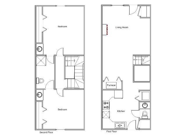 Floor Plan - 2 Bedroom Townhome