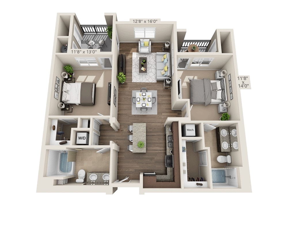 Floor Plan - Two Bedroom B2D