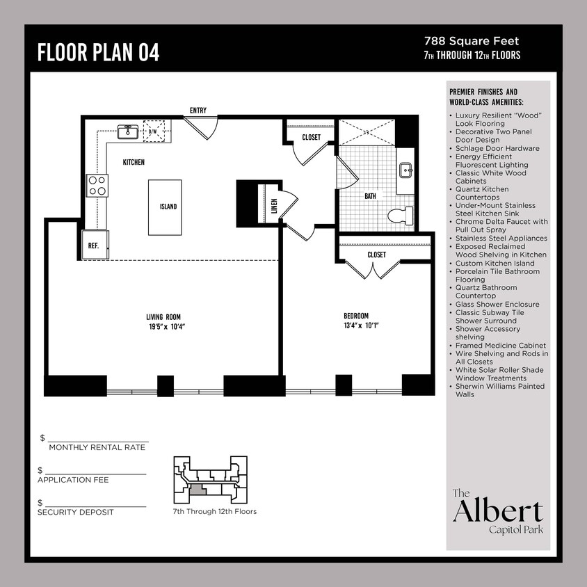 Floor Plan - 1 Bedroom Unit - A4