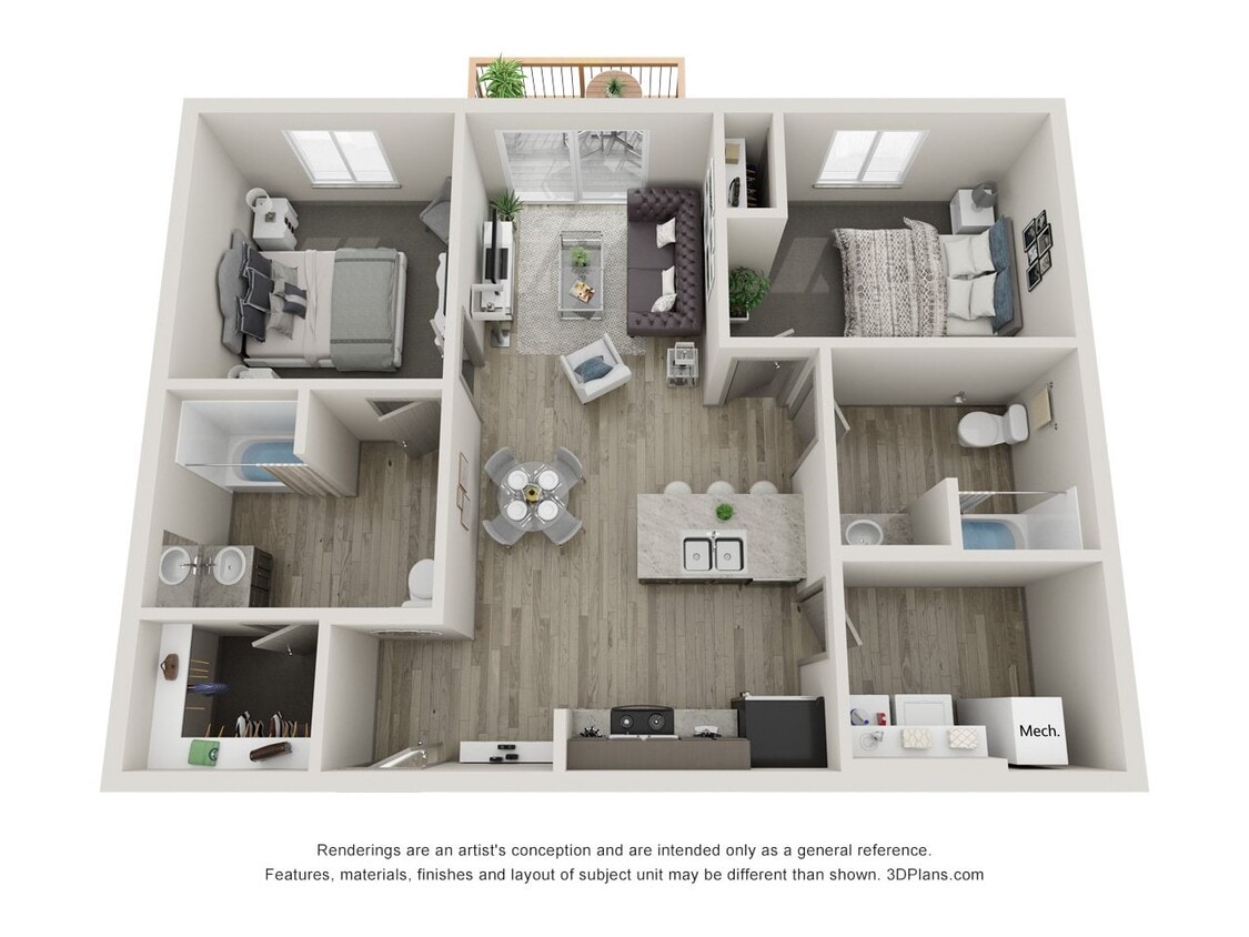 Floor Plan - Apartment 2 Bedroom 2 Bathroom
