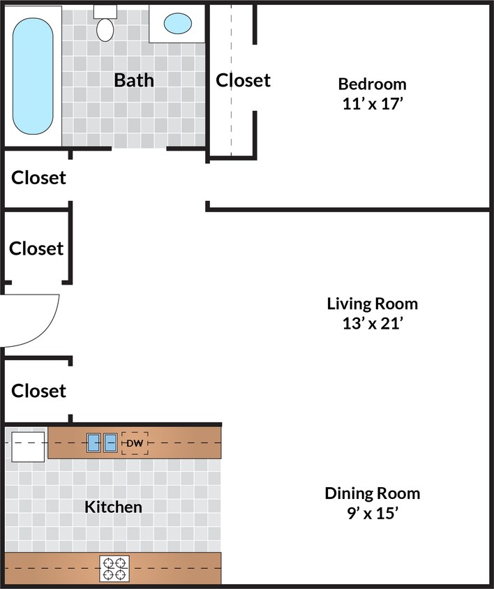 Floor Plan - 1 Bedroom - 03 Tier