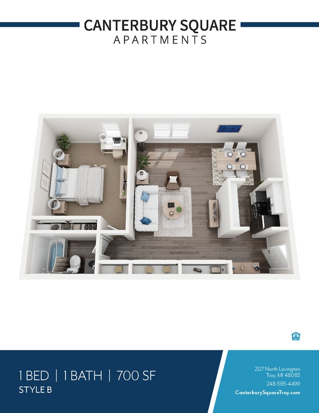 Floor Plan - 1 Bedroom 1 Bathroom Extended