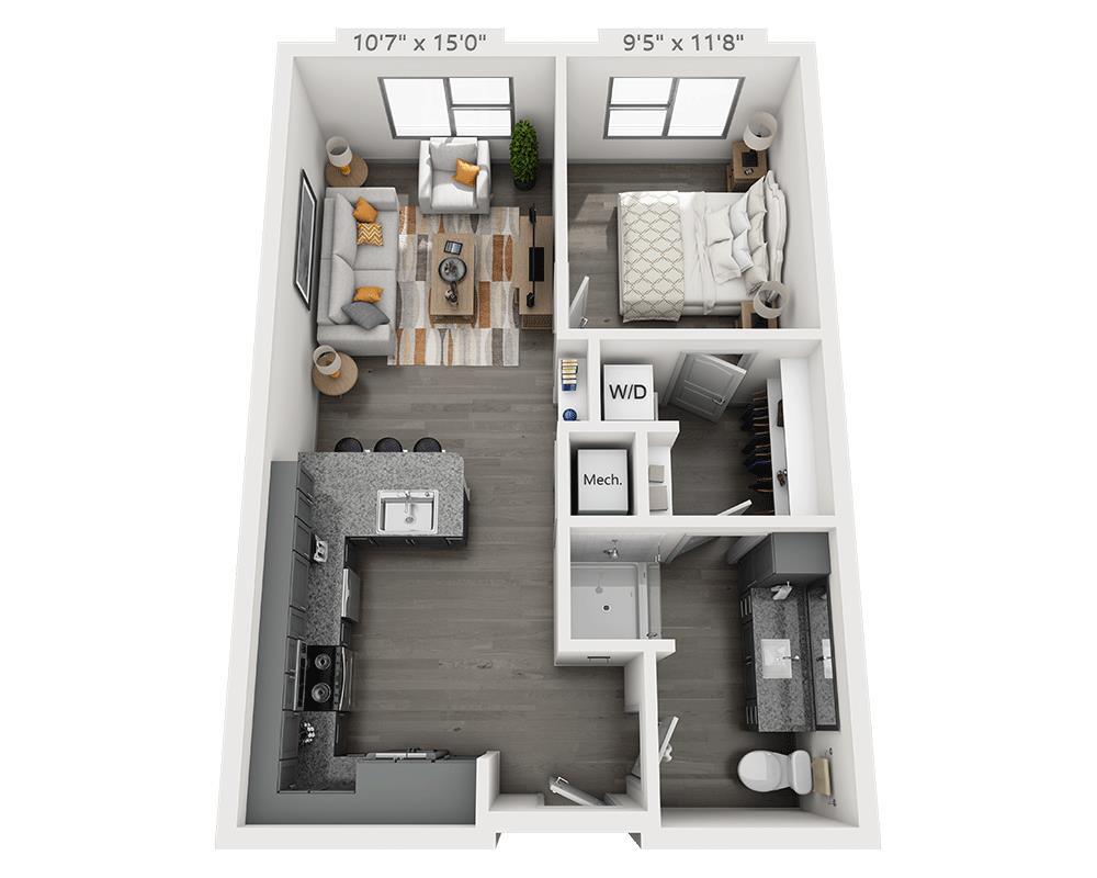 Floor Plan - One Bedroom A1B-II