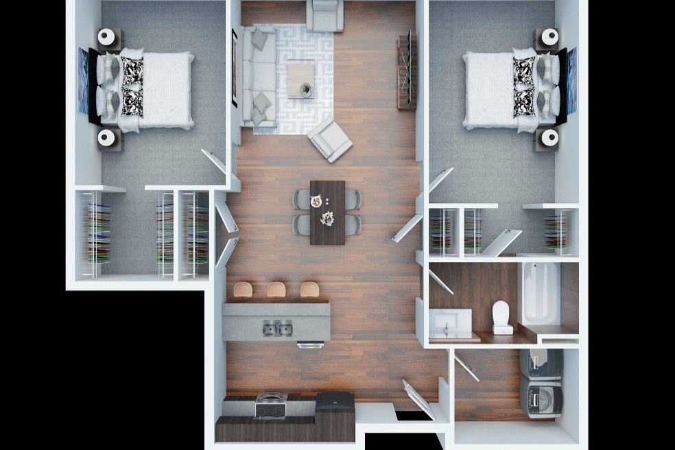 Floor Plan - 2 Bed 1 Bath Apartment