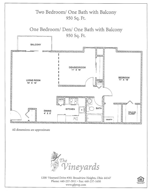 Floor Plan - Two Bedroom with Balcony