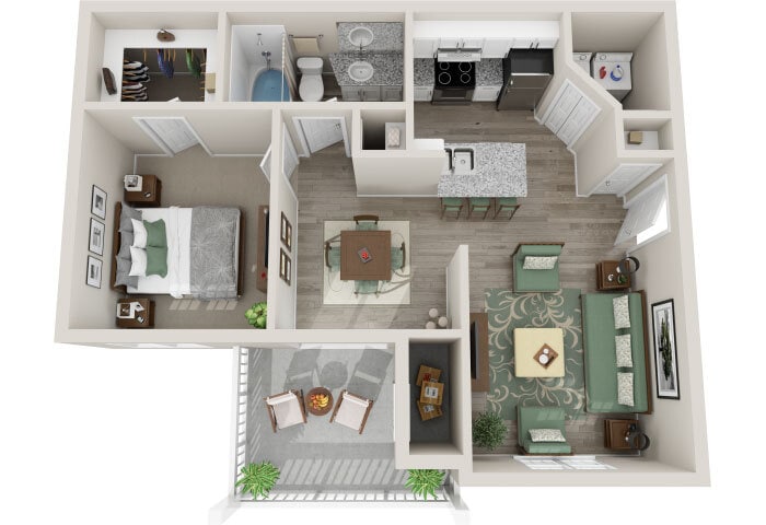 Floor Plan - One Bedroom One Bath Renovated 1BR