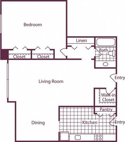 Floor Plan - 1 Bedroom, 1 Bath 905 SF A7