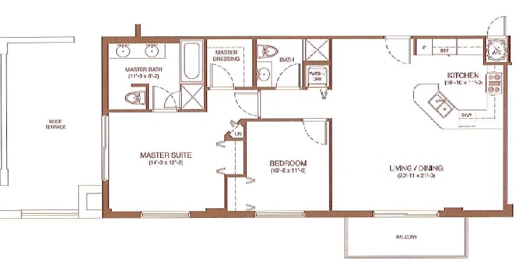 Residence 405 - Two Bedroom Residences - 1154 sq